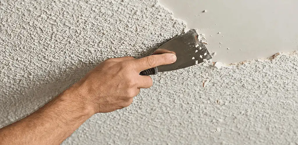 Popcorn ceiling removal scraping off textured ceiling finish in Tucson, AZ