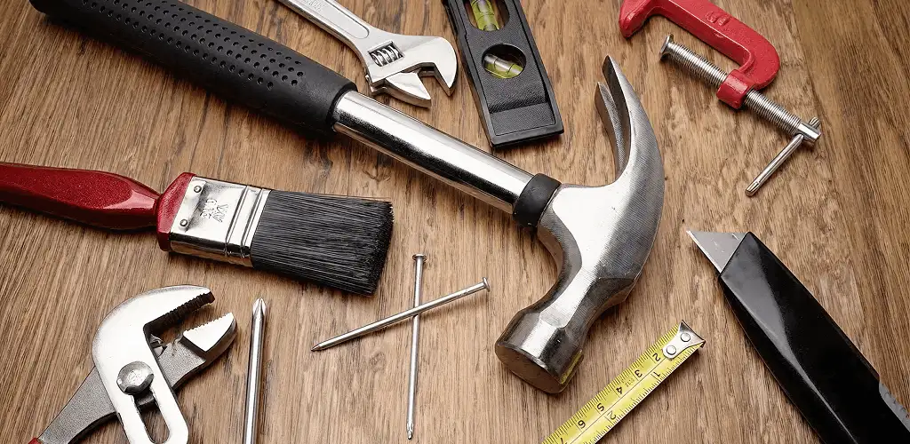 Handyman tools laid out for home repair and maintenance work in Tucson, AZ
