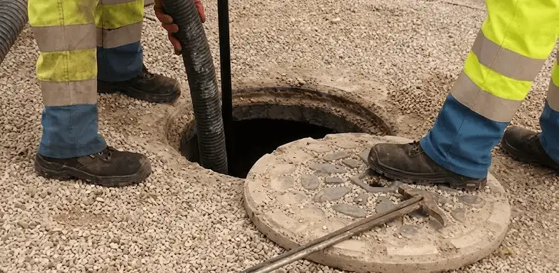 Drain cleaning crew clearing a sewer access point with professional equipment in Tucson, AZ