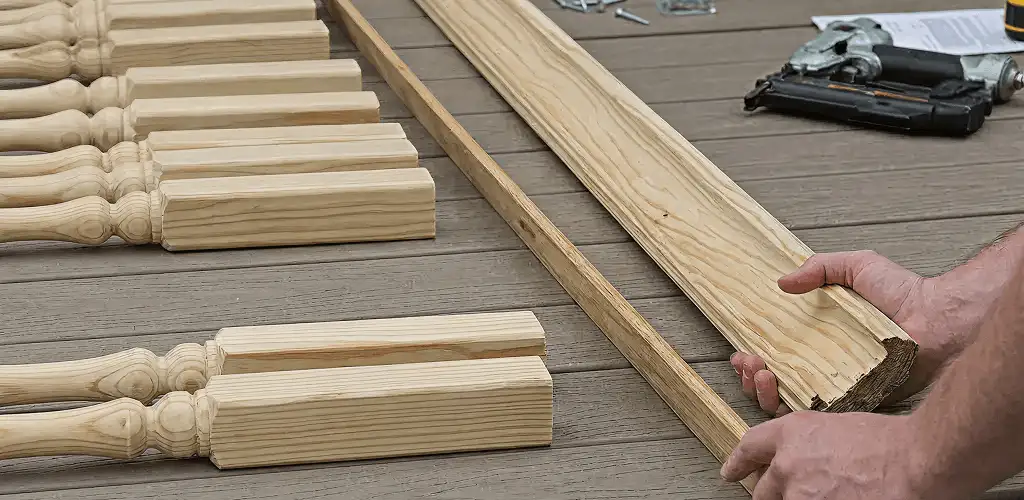 Handrail installation materials and wood components for stair rail work in Tucson, AZ